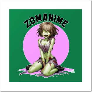 Zombie Anime girl, ZOMANIME cute monster kawaii anime tee Posters and Art